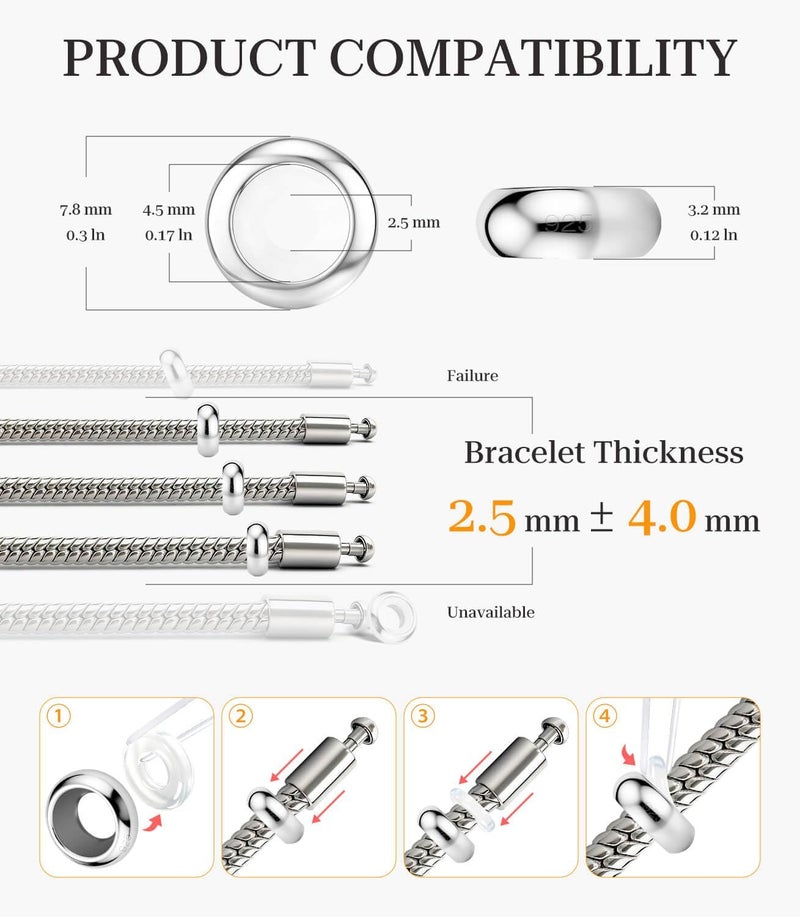 GW Stopper Charms 925 Sterling Silver Round Rondelle Spacer Beads for Charm Bracelets for Women - Image 5